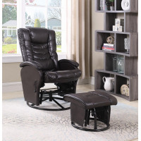 Coaster Furniture 600165 Upholstered Glider Recliner with Ottoman Brown